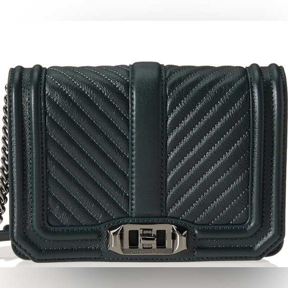 Rebecca Minkoff Handbags - Rebecca Minkoff Women's Chevron Quilted Love Crossbody Bag Deep Jade